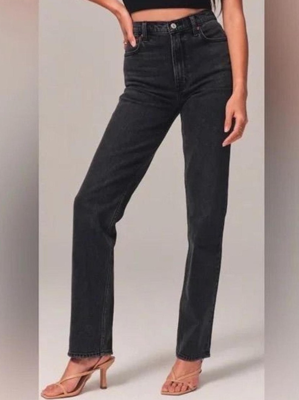Abercrombie & Fitch The 90s Straight Ultra High Rise Black Jeans